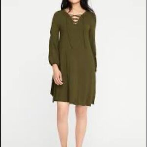 Lace up Swing Dress - Long Sleeves